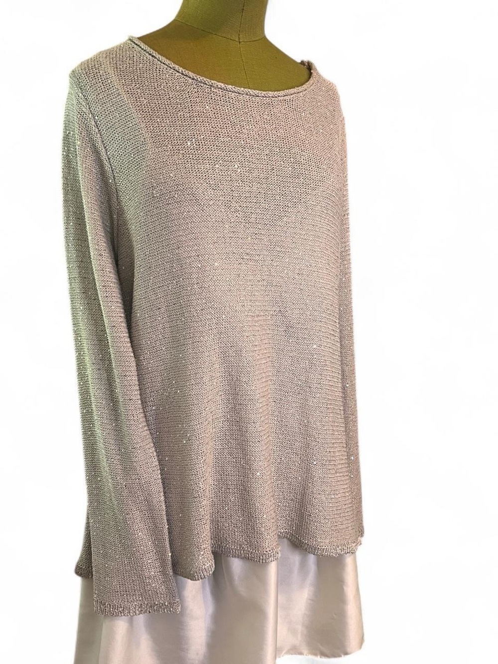Sioni Light Beige Shimmer Knit Sweater
